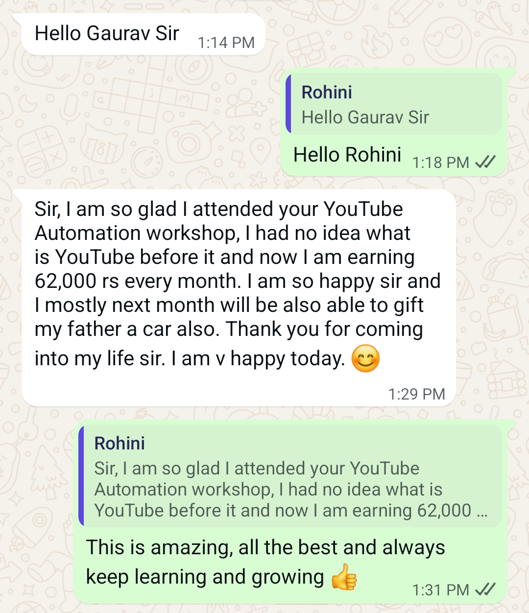 Student testimonial